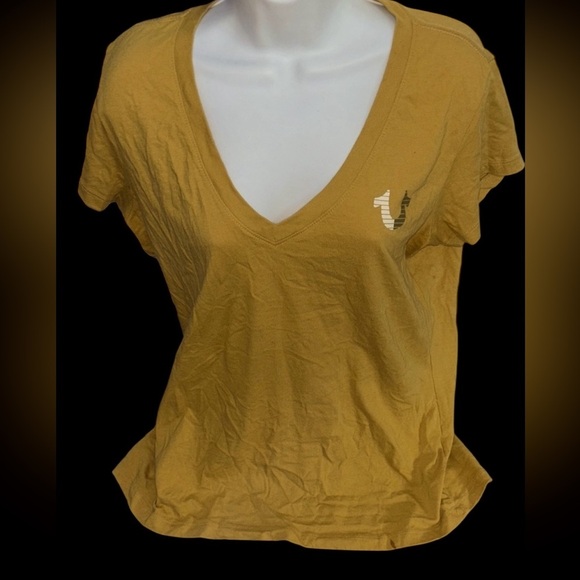 True Religion Mustard V-Neck Women Top - Picture 1 of 12